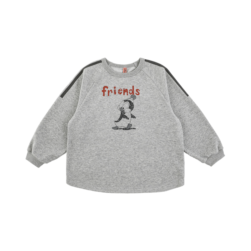 Dječji sweatshirt – cartoon distres dizajn, okrugli izrez, dugi rukavi, pamuk s mekanom obradom, jesen 2025, uzrast 1–3 godine