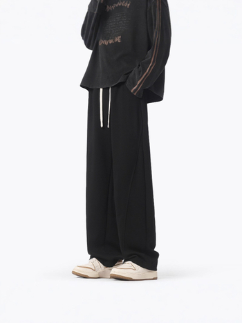 Američkog stila teške cleanfit patchwork hlače, ravni kroj, duge, srednje-visoki pojas, 60% pamuk