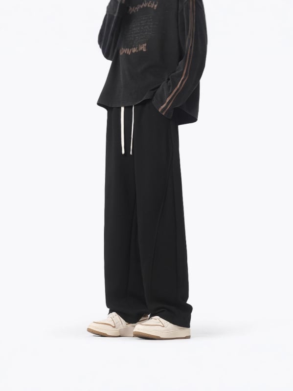 Američkog stila teške cleanfit patchwork hlače, ravni kroj, duge, srednje-visoki pojas, 60% pamuk