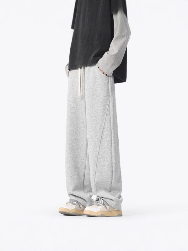 Američkog stila teške cleanfit patchwork hlače, ravni kroj, duge, srednje-visoki pojas, 60% pamuk