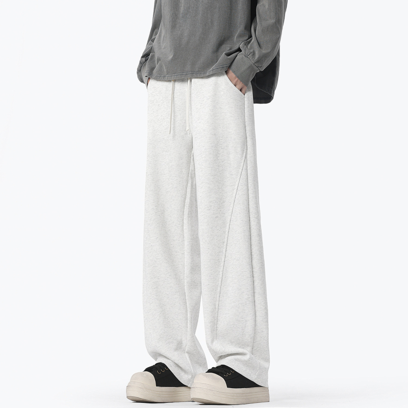 Američkog stila teške cleanfit patchwork hlače, ravni kroj, duge, srednje-visoki pojas, 60% pamuk