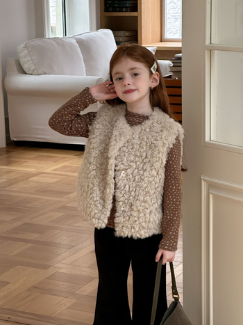 Dječji bezrukavni prsluk u korejskom stilu, debeli materijal, prednje zatvaranje jednim redom gumba, zimska odjeća, za djecu 3–8 godina, jednobojna