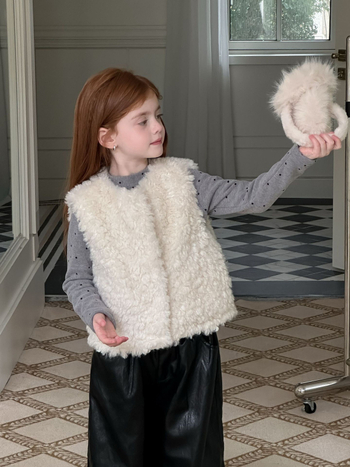 Dječji bezrukavni prsluk u korejskom stilu, debeli materijal, prednje zatvaranje jednim redom gumba, zimska odjeća, za djecu 3–8 godina, jednobojna