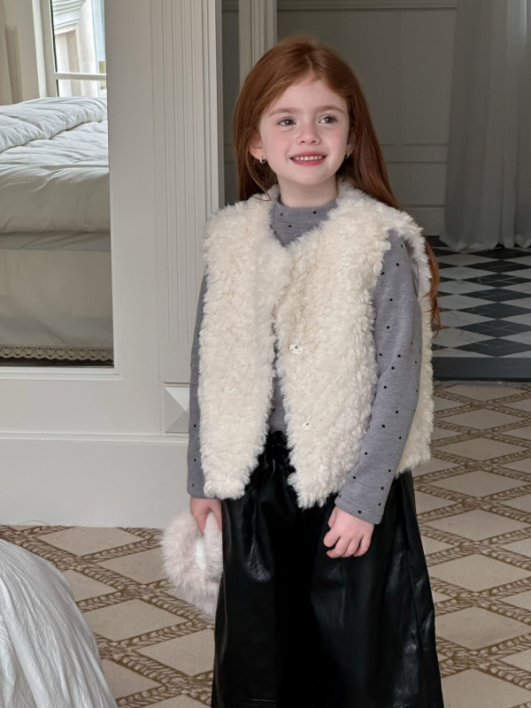 Dječji bezrukavni prsluk u korejskom stilu, debeli materijal, prednje zatvaranje jednim redom gumba, zimska odjeća, za djecu 3–8 godina, jednobojna