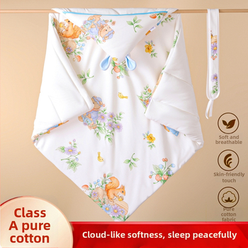 Detská deka s nočnou čiapkou z čistého bavlneného materiálu, výplň bavlna, hmotnosť do 0,5 kg, pre novorodencov, jar–jeseň