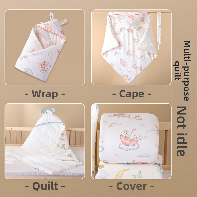 Detská deka s nočnou čiapkou z čistého bavlneného materiálu, výplň bavlna, hmotnosť do 0,5 kg, pre novorodencov, jar–jeseň