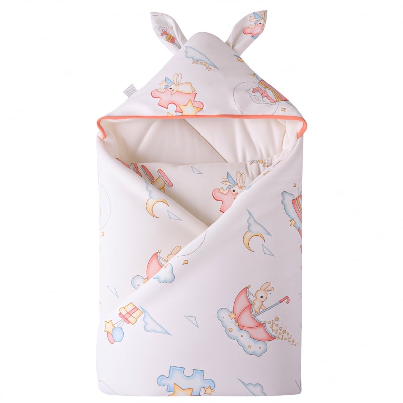 Detská deka s nočnou čiapkou z čistého bavlneného materiálu, výplň bavlna, hmotnosť do 0,5 kg, pre novorodencov, jar–jeseň