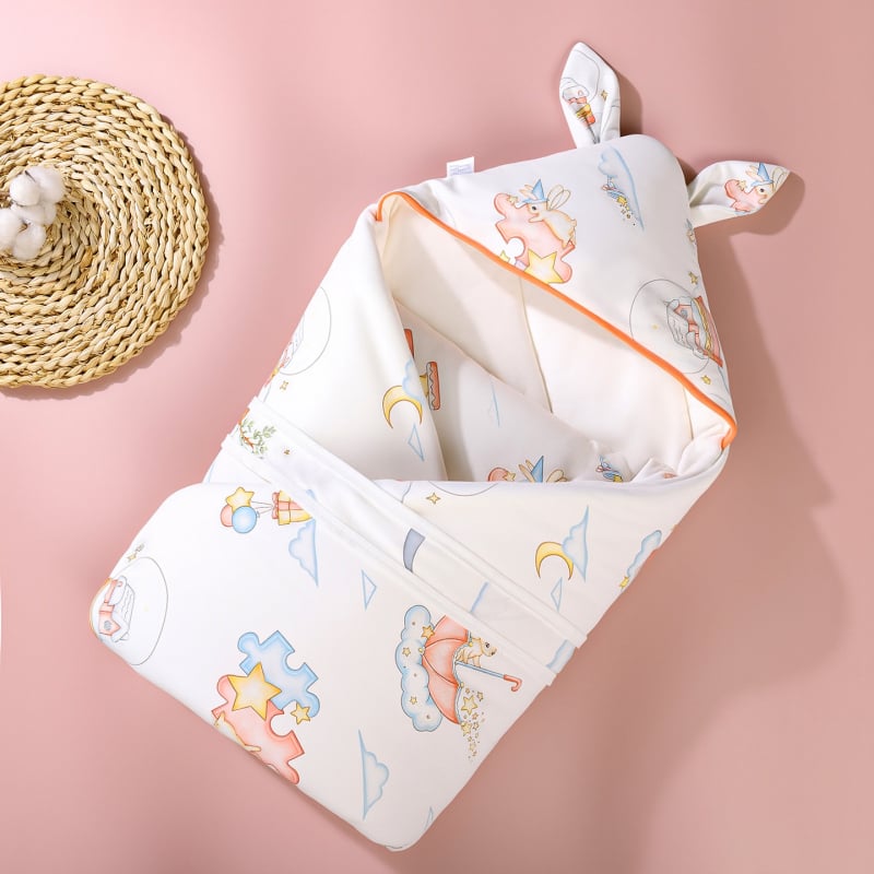 Detská deka s nočnou čiapkou z čistého bavlneného materiálu, výplň bavlna, hmotnosť do 0,5 kg, pre novorodencov, jar–jeseň