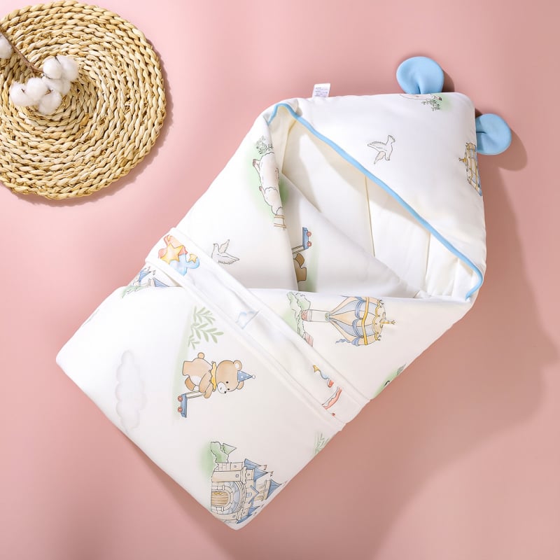 Detská deka s nočnou čiapkou z čistého bavlneného materiálu, výplň bavlna, hmotnosť do 0,5 kg, pre novorodencov, jar–jeseň