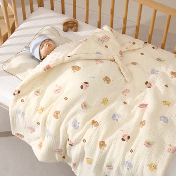 Detská deka s veľkými ušami zajačika, výplň bavlna; látka: 100% bavlna a gáza; hmotnosť do 0,5 kg; sezóna jar/jeseň; pre deti do 1 roka