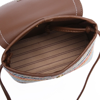 Tkana slamnata torbica s križnim i ramenskim remenom, džep za telefon, podstava od poliestera, magnetsko zatvaranje, proljeće 2018