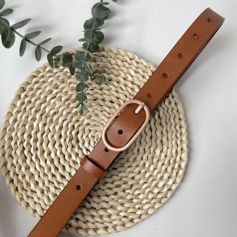 Ženski kožni remen od prave kože, dvostruki sloj kože, kopča od legure, kopča s iglom, stil svakodnevni, retro, minimalistički