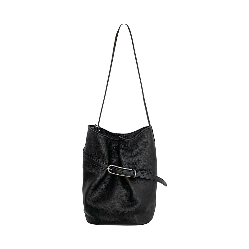 Bucket torba od prave kože s crossbody remenom, veliki kapacitet, svakodnevna uporaba, retro stil