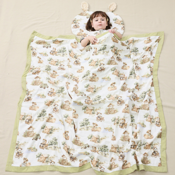 Dječji pokrivač | 70% regenerirane celulozne vlakno, 30% pamuk | pogodan za ljeto, proljeće i jesen | uzorak: životinje i crtani | Klasa A