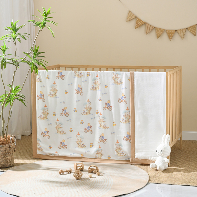 Dječji pokrivač | 70% regenerirane celulozne vlakno, 30% pamuk | pogodan za ljeto, proljeće i jesen | uzorak: životinje i crtani | Klasa A