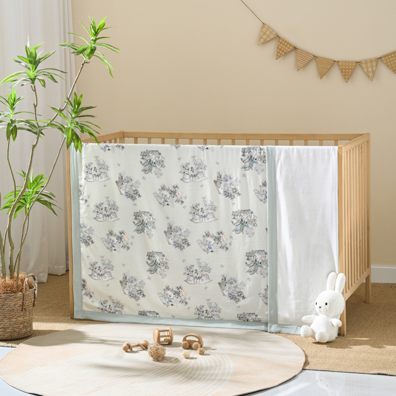 Dječji pokrivač | 70% regenerirane celulozne vlakno, 30% pamuk | pogodan za ljeto, proljeće i jesen | uzorak: životinje i crtani | Klasa A