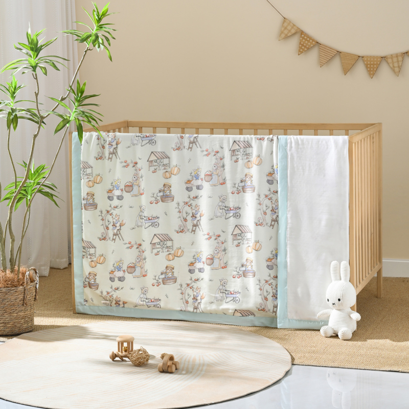 Dječji pokrivač | 70% regenerirane celulozne vlakno, 30% pamuk | pogodan za ljeto, proljeće i jesen | uzorak: životinje i crtani | Klasa A