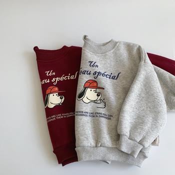 Dječji fleece pulover, korejski stil s motivom crtića, pamuk tkanina, dugi rukavi, zimska odjeća