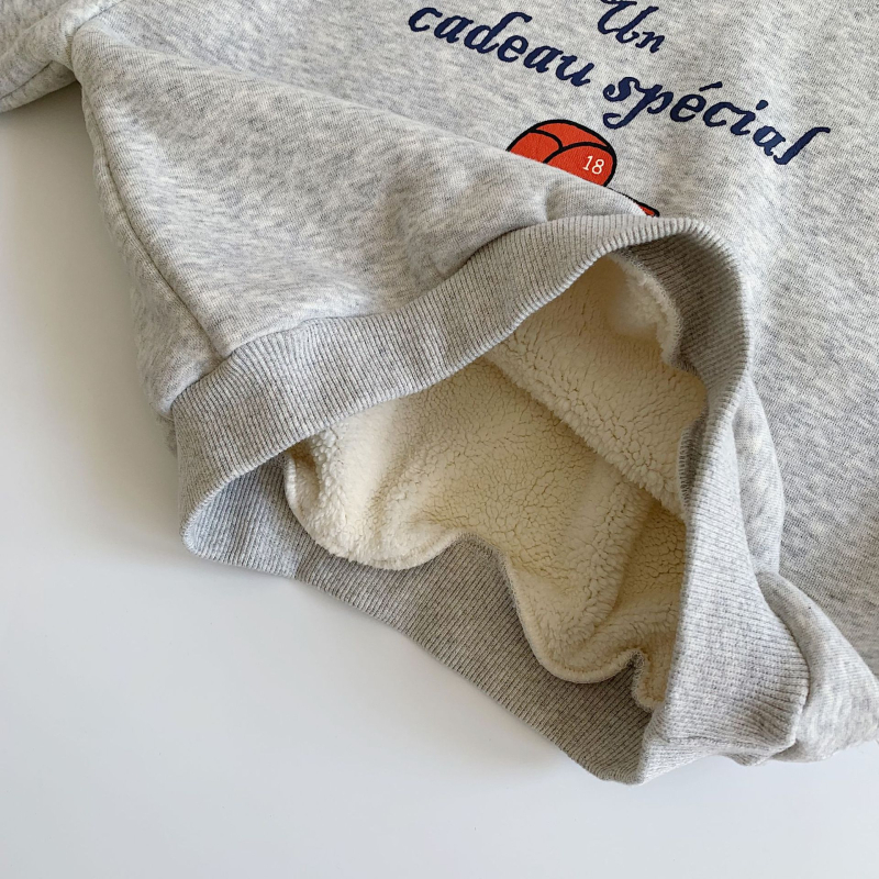 Dječji fleece pulover, korejski stil s motivom crtića, pamuk tkanina, dugi rukavi, zimska odjeća