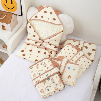 Detská zavinovačka s kapucňou z 100% bavlny – zvlnená textúra, hmotnosť do 0.5 kg, jar a jeseň, vhodné pre novorodencov do 6 mesiacov