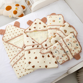 Detská zavinovačka s kapucňou z 100% bavlny – zvlnená textúra, hmotnosť do 0.5 kg, jar a jeseň, vhodné pre novorodencov do 6 mesiacov