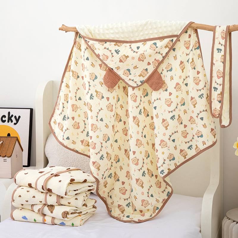 Detská zavinovačka s kapucňou z 100% bavlny – zvlnená textúra, hmotnosť do 0.5 kg, jar a jeseň, vhodné pre novorodencov do 6 mesiacov