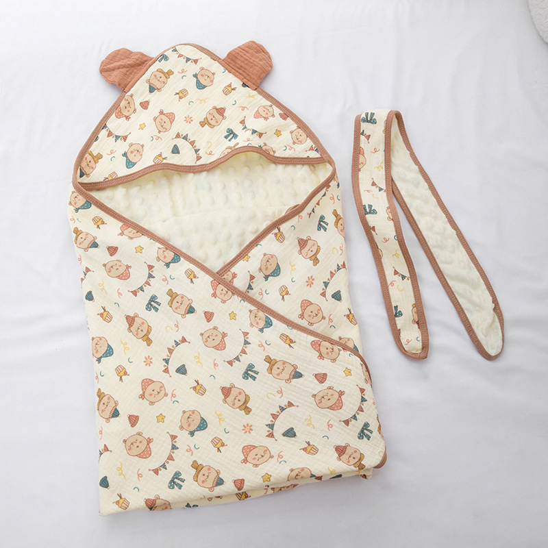 Detská zavinovačka s kapucňou z 100% bavlny – zvlnená textúra, hmotnosť do 0.5 kg, jar a jeseň, vhodné pre novorodencov do 6 mesiacov