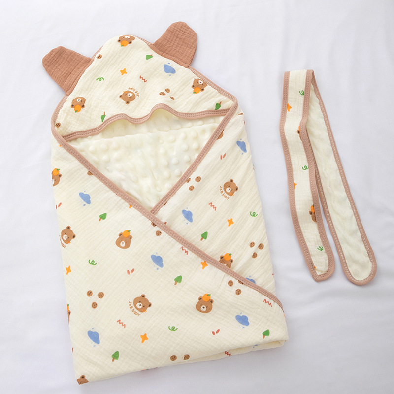 Detská zavinovačka s kapucňou z 100% bavlny – zvlnená textúra, hmotnosť do 0.5 kg, jar a jeseň, vhodné pre novorodencov do 6 mesiacov