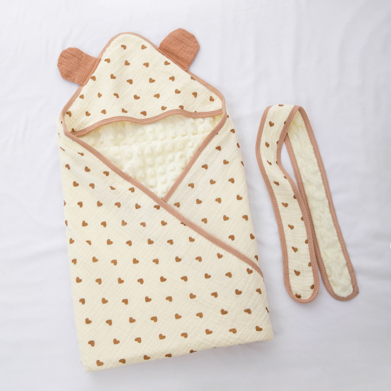 Detská zavinovačka s kapucňou z 100% bavlny – zvlnená textúra, hmotnosť do 0.5 kg, jar a jeseň, vhodné pre novorodencov do 6 mesiacov