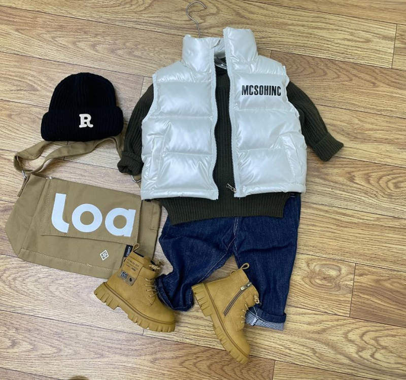 Dječji prsluk s visokim ovratnikom, debelo izoliran, vanjski najlon, punilo poliester, patentni zatvarač, korejski stil kardigan, za uzrast 3–8 godina, jesen/zima