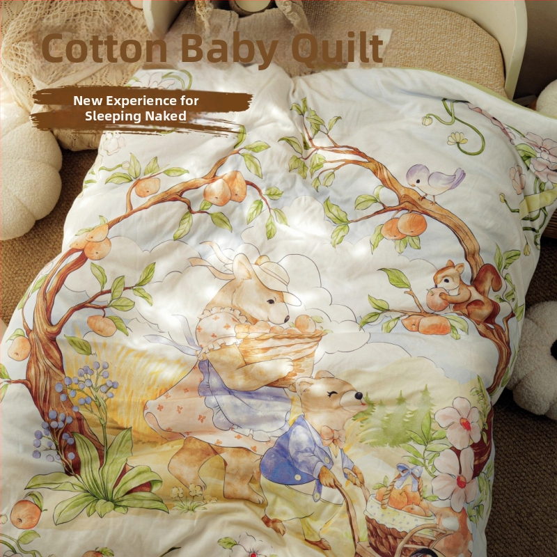 Cuvertură pentru nou-născuți — material 100% bumbac, umplutură din bumbac, greutate sub 0,5 kg, pentru primăvară și toamnă