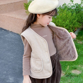 Dječja vest - krzno zečja 91–95% materijal, jednostavan kardigan stil, pogodno za novorođenčad do 1 godine, proljeće 2024