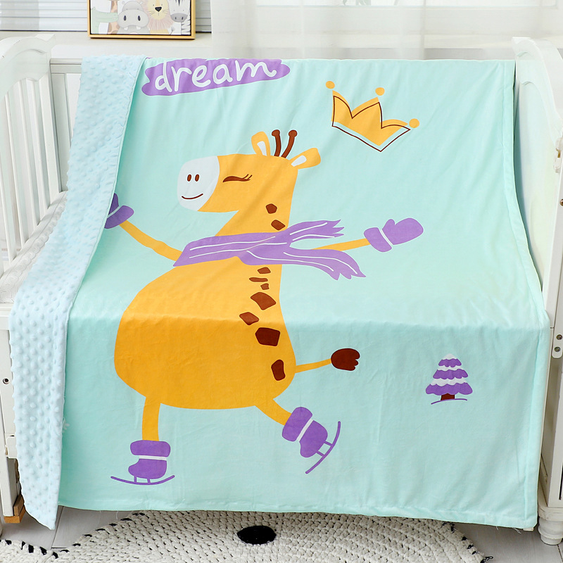 Dječja deka s karikaturnim dizajnom, vanjski kristalni velur, unutarnji velvet od graha (bean velvet), 300–500 g, za bebe i djecu 1–6 godina, proljeće–jesen