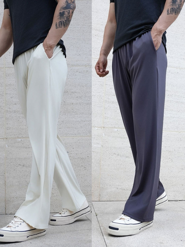 Muške sportske dugačke hlače s visokim strukom, slobodan kroj, prozračnost, odvodi vlagu, 75% najlon, 25% spandex