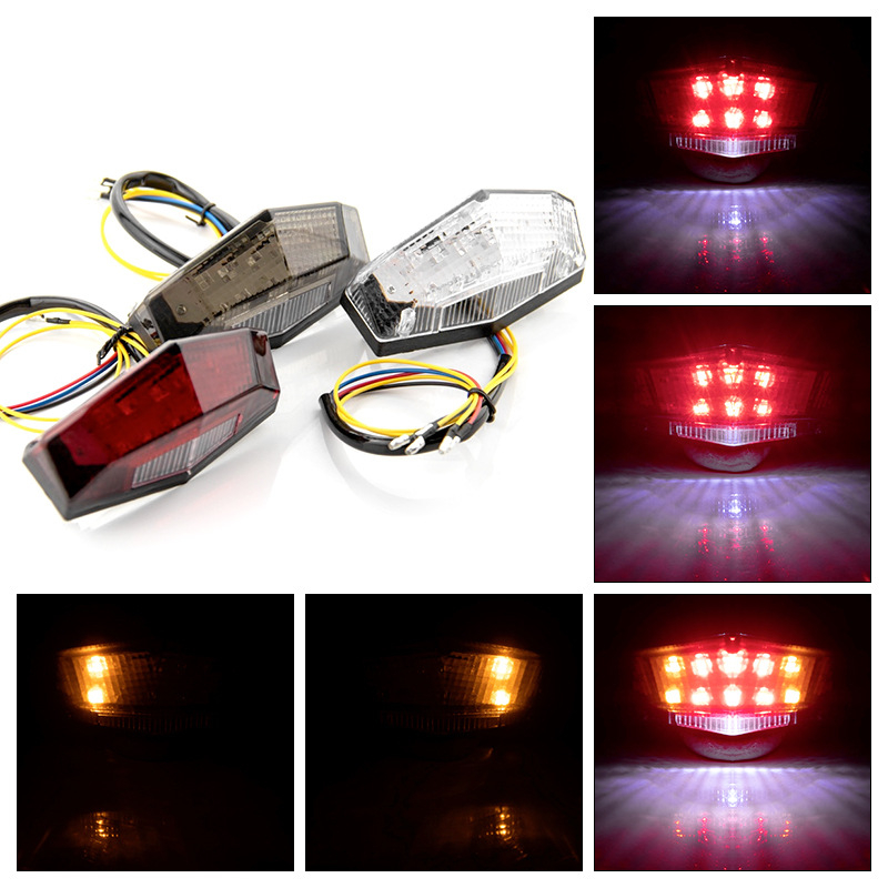 Stražnje LED svjetlo za motocikl TL_P-12009-LED s integriranim svjetlom za vožnju i pokazivačem, 12V, 3W, 500 lm, vijek trajanja 100000 h