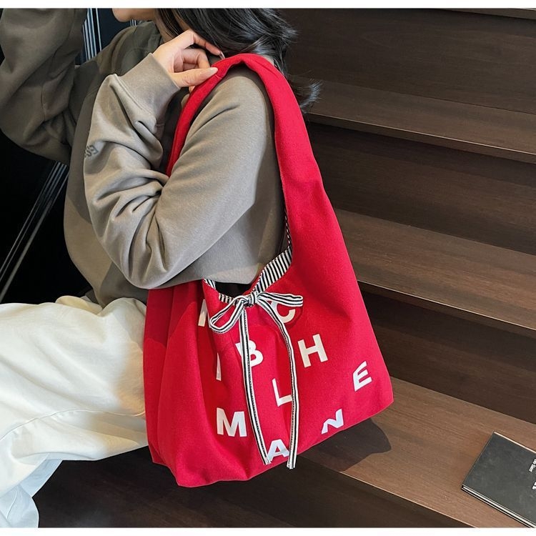 Platnena Tote torba velike kapacitete s kontrastnim prugama, horizontalni kvadrati oblik, podstava od poliestera, otvoreni vrh, džep za telefon