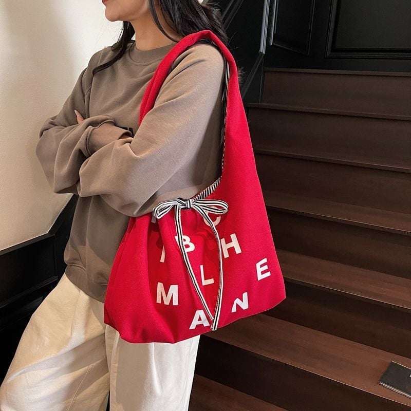 Platnena Tote torba velike kapacitete s kontrastnim prugama, horizontalni kvadrati oblik, podstava od poliestera, otvoreni vrh, džep za telefon