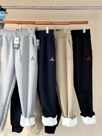 VIVI Unisex zimske duge hlače s Alpaca Fleece, 95% pamuk, srednje visoki pojas, ravni kroj