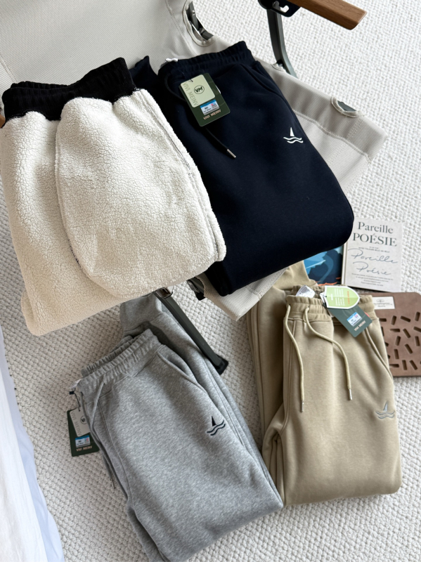 VIVI Unisex zimske duge hlače s Alpaca Fleece, 95% pamuk, srednje visoki pojas, ravni kroj