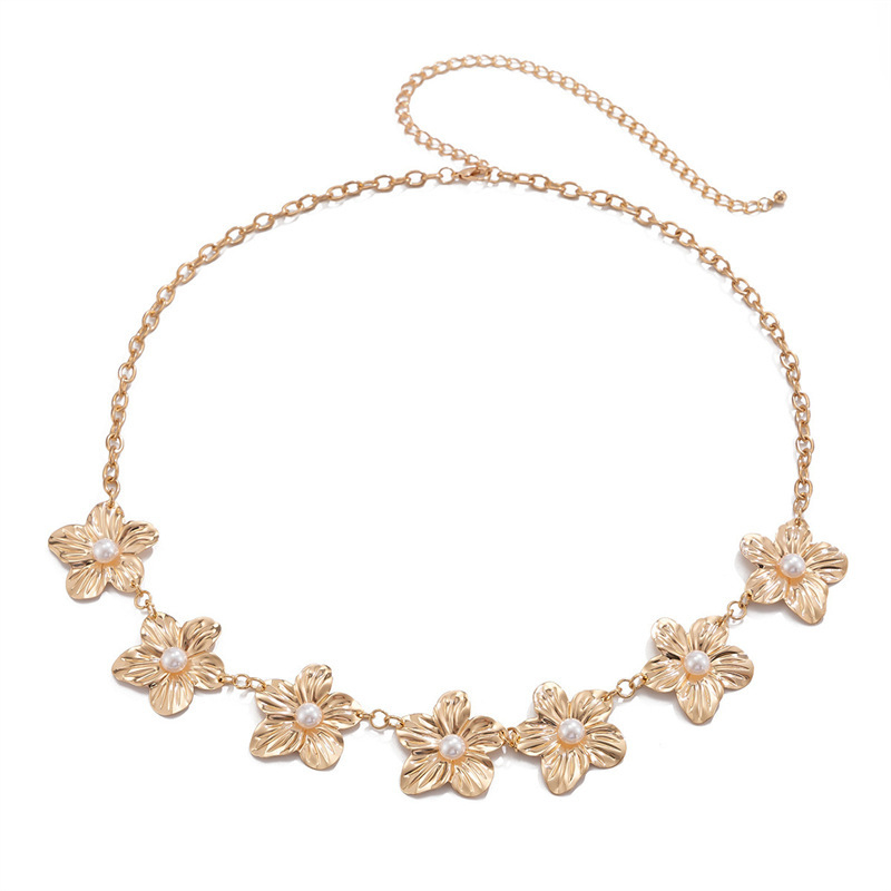 Талийна верижка със морски черупки, перли, морска звезда и раковина – богемски стил, дамски аксесоар (талийна верижка • метал • универсален стил • двойни халки • лято 2025)