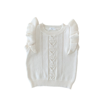 Djevojački pleteni prsluk-pulover, 97% pamuk, pleteni materijal, 12–14 očiju na 3 cm, za dob 3–8 godina