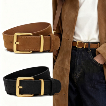 Ženski kaiš od PU kože s aluminijskom kopčom i kopčanjem na iglu; 105 cm duljine, 2,8 cm širine; retro minimalistički dodatak za traperice.