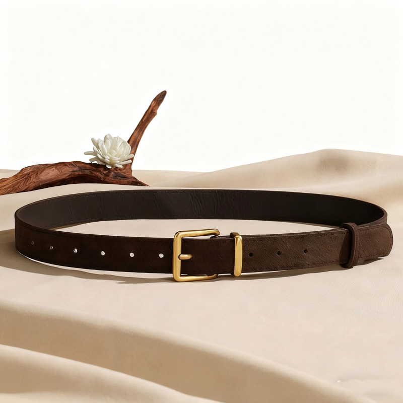 Ženski kaiš od PU kože s aluminijskom kopčom i kopčanjem na iglu; 105 cm duljine, 2,8 cm širine; retro minimalistički dodatak za traperice.