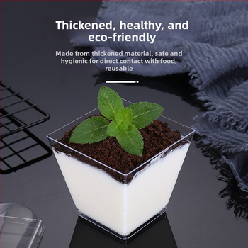 Cupe mousse de unică folosință, design îngroșat, cupă creativă de jeleu pentru deserturi, model 7770, plastic PS, cu capac, pentru ambalarea alimentelor