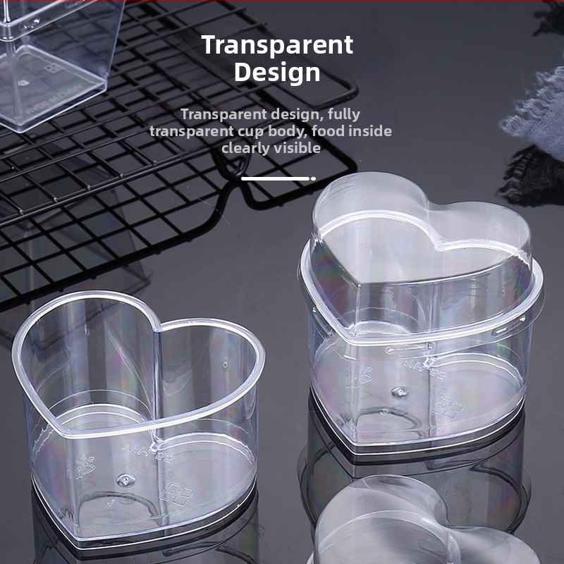 Cupe mousse de unică folosință, design îngroșat, cupă creativă de jeleu pentru deserturi, model 7770, plastic PS, cu capac, pentru ambalarea alimentelor