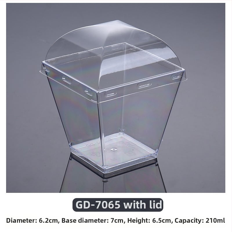 Cupe mousse de unică folosință, design îngroșat, cupă creativă de jeleu pentru deserturi, model 7770, plastic PS, cu capac, pentru ambalarea alimentelor