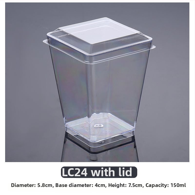 Cupe mousse de unică folosință, design îngroșat, cupă creativă de jeleu pentru deserturi, model 7770, plastic PS, cu capac, pentru ambalarea alimentelor