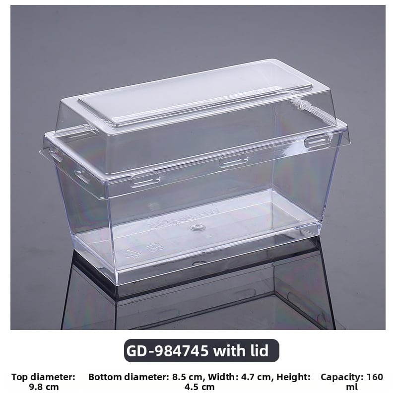 Cupe mousse de unică folosință, design îngroșat, cupă creativă de jeleu pentru deserturi, model 7770, plastic PS, cu capac, pentru ambalarea alimentelor