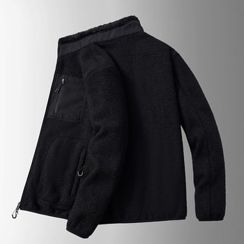 Muška zimska fleece jakna sa stojećim ovratnikom, zipom, otporna na vjetar, debela podstava, korejskog stila