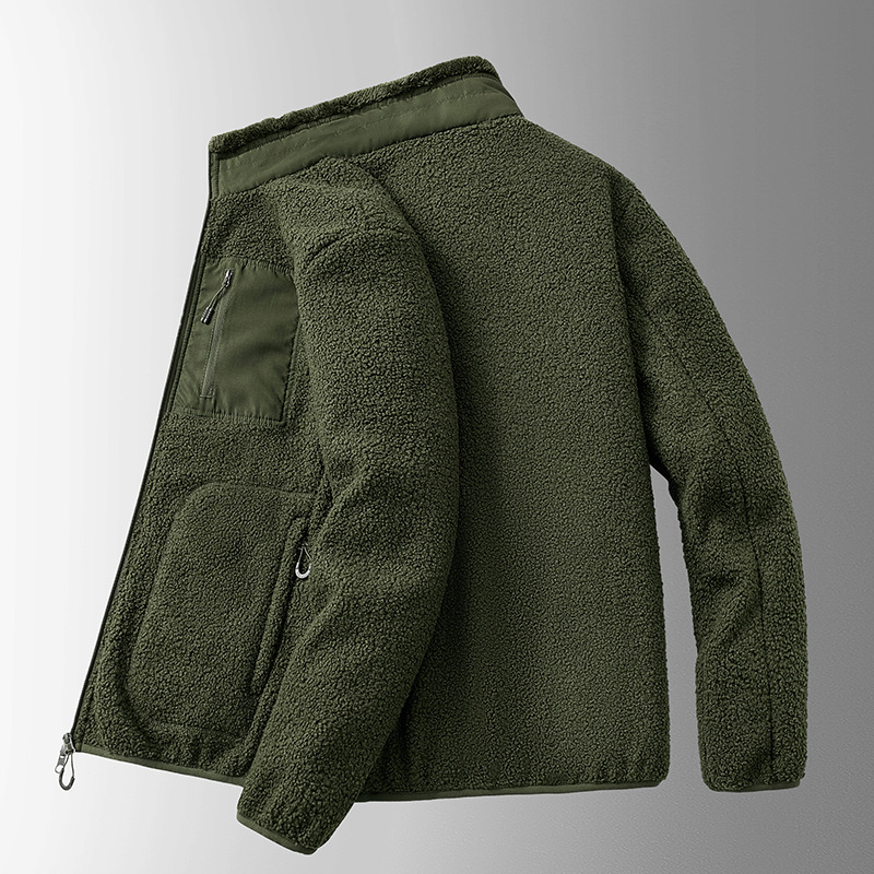 Muška zimska fleece jakna sa stojećim ovratnikom, zipom, otporna na vjetar, debela podstava, korejskog stila
